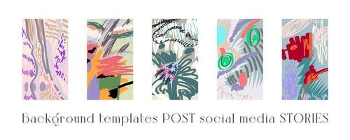 Set of background templates for social networks. Trendy background images, abstract paintings. Handmade. Vector illustration.