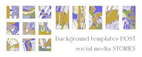 Set of background templates for social networks. Trendy background images, abstract paintings. Handmade. Vector illustration.