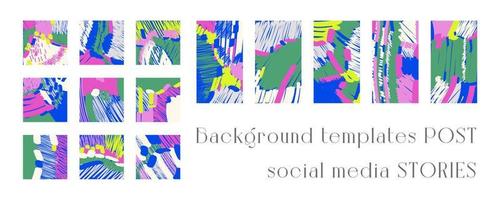 Set of background templates for social networks. Trendy background images, abstract paintings. Handmade. Vector illustration.