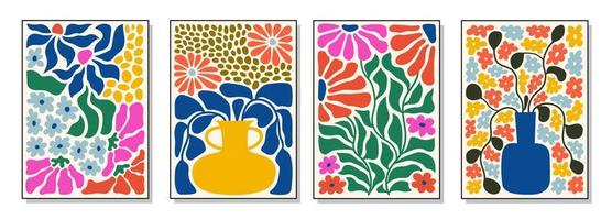 Set of bouquets with flowers. Interior painting. Colorful illustrations of flowers for covers, pictures. Vector illustration.