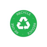 Recycle, reuse, reduce green vector icon