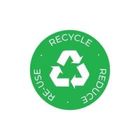 Recycle, reuse, reduce green vector icon