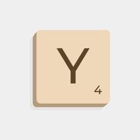 Y uppercase in scrabble letters. Isolate vector illustration ready to compose words and phrases