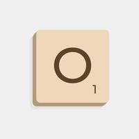 O uppercase in scrabble letters. Isolate vector illustration ready to compose words and phrases