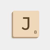 J uppercase in scrabble letters. Isolate vector illustration ready to compose words and phrases