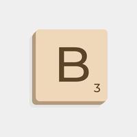 B uppercase in scrabble letters. Isolate vector illustration ready to compose words and phrases