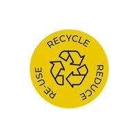 Recycle, reuse, reduce yellow vector icon