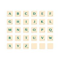 Gren complete Alphabet uppercase in scrabble letters. Isolate vector illustration ready to compose words and phrases