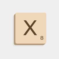 X uppercase in scrabble letters. Isolate vector illustration ready to compose words and phrases