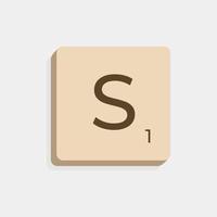 S uppercase in scrabble letters. Isolate vector illustration ready to compose words and phrases