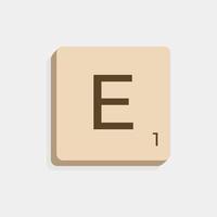 E uppercase in scrabble letters. Isolate vector illustration ready to compose words and phrases