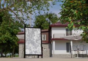 3D mockup blank billboard on street in downtown rendering photo