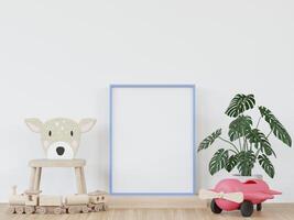 3D mockup photo frame in chidren room rendering