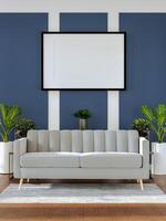 3D illustration Mockup photo frame in living room rendering