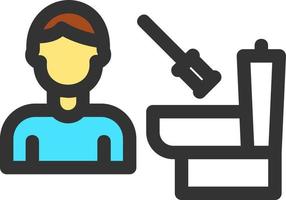 Man Cleaning Bathroom Vector Icon Design