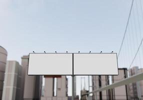 3D mockup blank billboard in downtown rendering photo