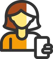 mujer tomando selfie vector icono diseño