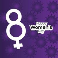 happy women's day purple color background with flower's vector