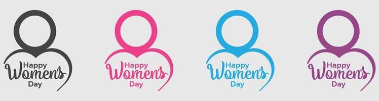 Four type abstract happy women's day logo, happy women's day, love vector logo design, pink color, red color, black color, sky color logo design