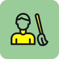 Man Sweeping Floor Vector Icon Design