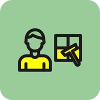 Man Cleaning Window Vector Icon Design