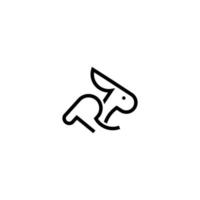 conejo, carta r,icono,logotipo,vector,ilustración,silueta,línea arte, sencillo y moderno vector