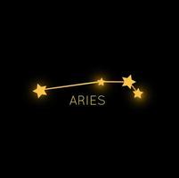 Aries, constelación en espacio dorado zodíaco firmar vector