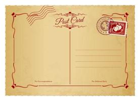 enamorado día antiguo tarjeta postal retro gastos de envío sello vector