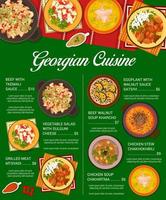Georgian cuisine restaurant meals menu template vector