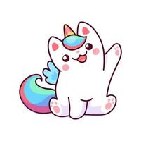 Caticorn character, Isolated vector unicorn cat