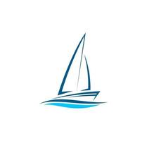 Yacht boat, sea leisure or sailing regatta icon vector