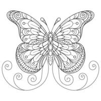 Butterfly hand drawn for adult coloring book vector