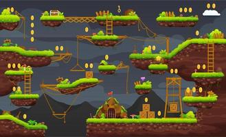 2d arcade game night jumping level map interface vector