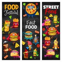 Cartoon fast food superhero characters vector