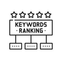 Keywords ranking and data storage outline icon vector