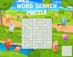 Word search game with micronutrient characters vector