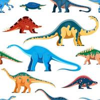 Funny dinosaur cartoon characters seamless pattern vector