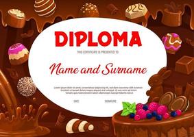 Kids diploma milk chocolate, praline and candy vector