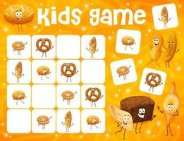 sudoku niños juego con dibujos animados panadería caracteres vector