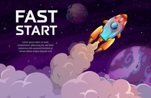 Rocket launch, business fast start, boost concept vector