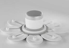 A mock up of realistic White blank cosmetic tube isolated on grey background, 3d rendering , 3D illustration photo