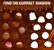Find the correct shadow of chocolate candy game vector