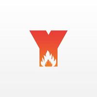 Flame Letter Y Logo Design Vector Template. Beautiful Logotype Design For Fire Flames Company Branding.