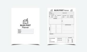 Blog Post Planner kdp interior. Blog post planner and keyword notebook template vector