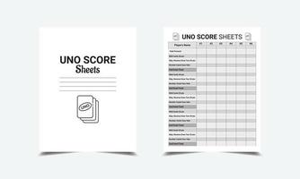 Uno Score Sheets logbook planner template design for Low content KDP interior vector