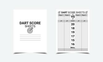 Dart Score Sheets logbook planner template design for Low content KDP interior vector