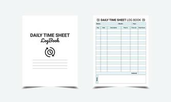 Daily Time Sheet logbook planner template design for Low content KDP interior vector