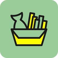 Fish And Chips Vector Icon Design