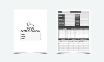 Cattle Log Book kdp interior vector