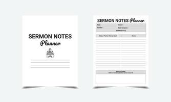 Sermon Notes Journal logbook planner template design for Low content KDP interior vector